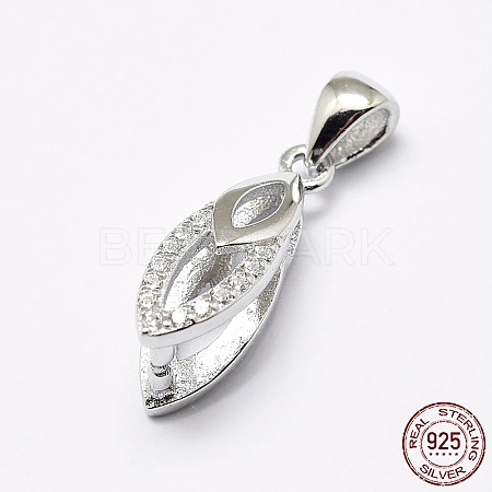 Rhodium Plated 925 Sterling Silver Micro Pave Cubic Zirconia Pendant Bails X-STER-E053-35P-1