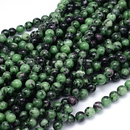 Round Natural Ruby in Zoisite Bead Strands G-F222-11-8mm-1
