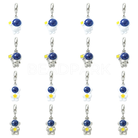 16Pcs 4 Styles Spray Printed Alloy European Dangle Charms FIND-CJ0005-53-1