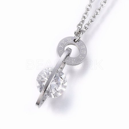 304 Stainless Steel Pendant Necklaces NJEW-O104-16P-1