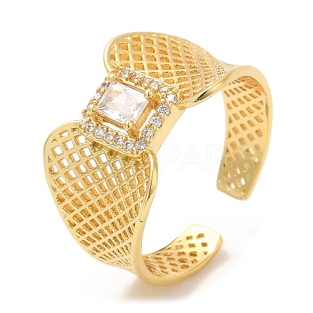 Rack Plating Brass Hollow Wide Band Cuff Rings RJEW-D008-15G-1