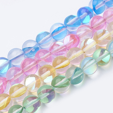 Synthetic Moonstone Beads Strands G-S283-10mm-M1-1