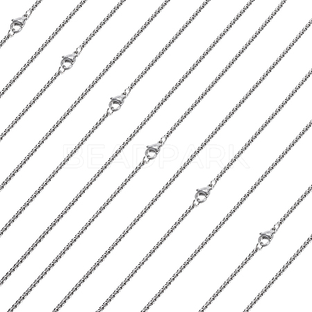 10Pcs 304 Stainless Steel Box Chain Necklaces NJEW-BBC0001-11B-1