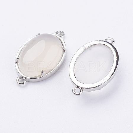 Brass Natural Agate Links connectors LS-G-E398-03O-1