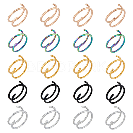 20Pcs 5 Colors 304 Stainless Steel Spiral Nose Rings Set AJEW-FI0001-01-1