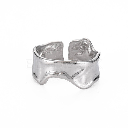 Non-Tarnish 304 Stainless Steel Irregular Cuff Ring RJEW-N038-039P-1