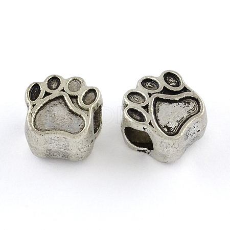 Tibetan Style Zinc Alloy Dog Paw Prints European Beads X-MPDL-R038-008AS-RS-1