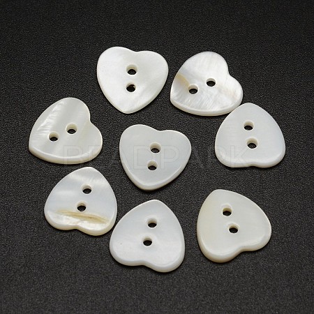 2-Hole Heart Shell Buttons SHEL-P012-28-1
