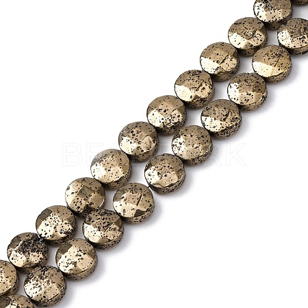Electroplated Natural Lava Rock Beads Strands G-A256-F01-01F-1