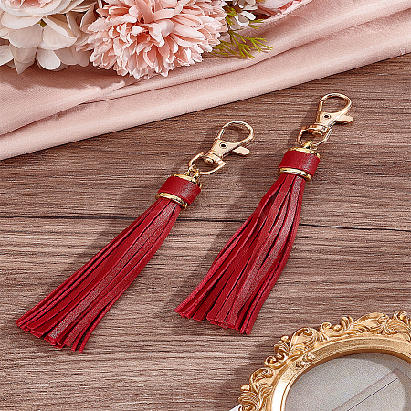 2Pcs PU Leather Tassel Pendant Decorations FIND-LP0004-01C-1