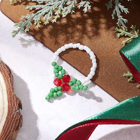Christmas Glass Finger Rings RJEW-TA00220-1