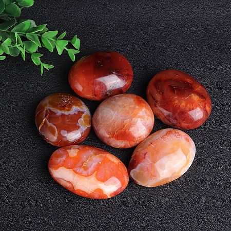 Natural Red Agate Oval Palm Stone Reiki Polished Healing Pocket Worry Stone PW-WG0D36A-01-1