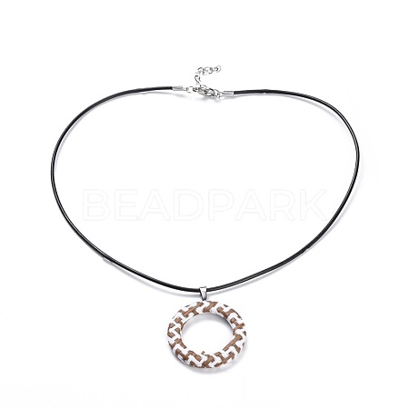 Raffia Woven Pendants Necklaces NJEW-JN02358-03-1