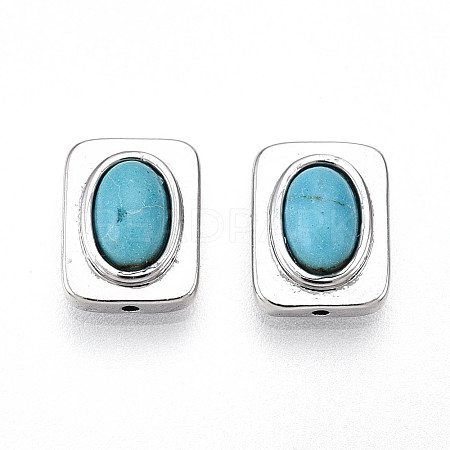 Brass Pave Synthetic Turquoise Beads KK-N258-14P-1