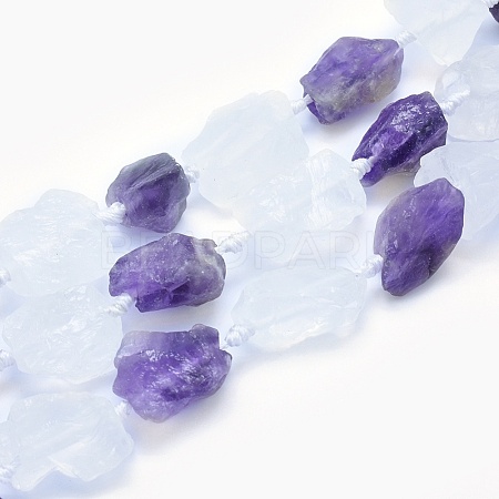Natural Quartz Crystal and Amethyst Beads Strands G-G765-13-1