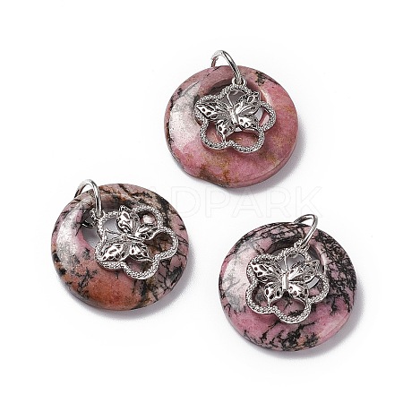 Natural Rhodonite Pendants G-P484-01P-06-1