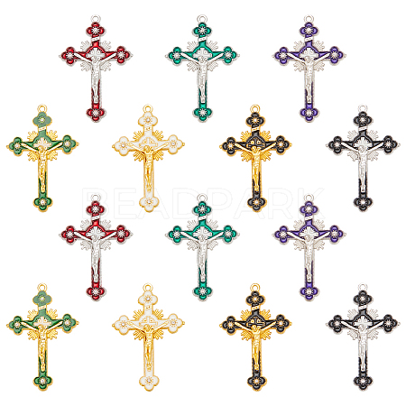 WADORN 21Pcs 7 Colors Zinc Alloy Enamel Big Pendants FIND-WR0011-37-1