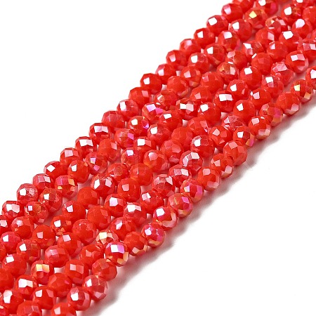 Electroplate Opaque Solid Color Crystal Glass Rondelle Beads Strands X-EGLA-F049A-06AB-1