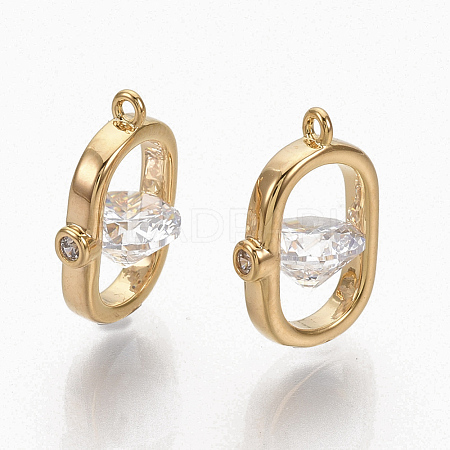 Brass Clear Cubic Zirconia Charms ZIRC-Q021-033G-NF-1