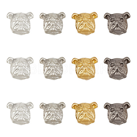 12Pcs 4 Colors Alloy Puppy Beads FIND-OC0003-28-1