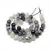 Natural Black Rutilated Quartz Beads Strands G-R447-8mm-03-2