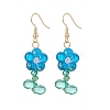 Lampwork Flower & Glass Flower of Life Dangle Earrings EJEW-TA00144-1