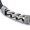 Men's Braided Black PU Leather Cord Bracelets BJEW-K243-67AS-2