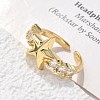 Brass Micro Pave Clear Cubic Zirconia Cuff Finger Rings RJEW-C120-11G-3