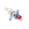 3Pcs 3 Colors Glass Seed Beaded Mushroom Human Pendants PALLOY-MZ00825-4