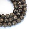 Natural Black Wood Lace Stone Round Bead Strands X-G-E334-12mm-03-1