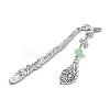 Natural & Dyed Malaysia Jade Round Beaded Alloy Bookmarks AJEW-JK00292-3