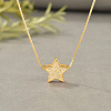 Star 925 Sterling Silver Micro Pave Clear Cubic Zirconia Pendant Necklaces for Women FS-WGE80D2-01-3