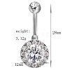 316L Surgical Stainless Steel Cubic Zirconia Flat Round Curved Barbell Belly Rings WGB2BE5-04-2