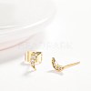Brass Micro Pave Cubic Zirconia Stud Earrings EJEW-BB35386-G-2