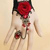 Gothic Style Retro Alloy Lace Flower Link Rings Bracelets for Women WG15940-03-1