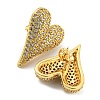 Heart Shape Brass Micro Pave Clear Cubic Zirconia Stud Earrings EJEW-Q785-13G-2