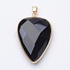 Faceted Natural Dyed & Heated Black Agate Pendants X-G-F340-02E-1