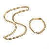 201 Stainless Steel Curb Chain Necklace & Rectangle Link Bracelet SJEW-F220-02B-2