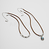1 Set Alloy Pave Synthetic Turquoise Pendant Double Layer Cord Necklaces NJEW-CL0001-09A-3