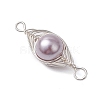Copper Wire Wrapped Shell Pearl Connector Charms PALLOY-JF03114-5