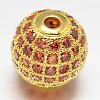 CZ Brass Micro Pave Cubic Zirconia Round Beads ZIRC-L017-8mm-13G-1