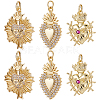 Beebeecraft 6Pcs 3 Style Rack Plating Brass Micro Pave Clear Cubic Zirconia Pendants KK-BBC0003-03-1