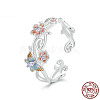 Adjustable 925 Sterling Silver Cubic Zirconia and Enamel Cuff Rings WGE6C21-01-2