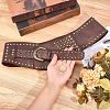 Imitation Leather with Alloy Rivet Chain Belts AJEW-WH20006-252-3