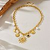 304 Stainless Steel Resin & Plastic Pearl Sun Pendant Bib Necklaces NJEW-H073-01G-2