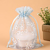 Rectangle Organza Drawstring Bags CON-PW0001-062A-03-1