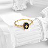 925 Sterling Silver & Clear Cubic Zirconia & Natural Agate Finger Rings FS-WG1BD13-03-3