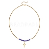 Electroplate Glass Faceted Rondelle Beaded Alloy Pendant 304 Stainless Steel Curb Chain Necklaces for Women NJEW-JN05764-01-4