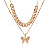 2Pcs Alloy Crystal Rhinestone Butterfly Pendant Necklaces for Women WG05CA5-01-2