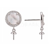 925 Sterling Silver Micro Pave Cubic Zirconia Stud Earring Findings STER-F043-017P-2